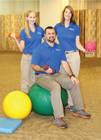 Therapists Kimberly Kainer, MOT, OTR; Dan Kershner, PT and Kathleen Thoede, MA, CCC-SLP. Photo by Mary Favre.