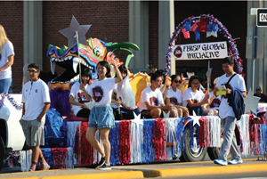 Delegates enjoyed riding a float in the Fort Bend County Fair Day Parade. 