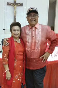 Margie and Romy Calo in traditional Philippine costume called “Barong.”