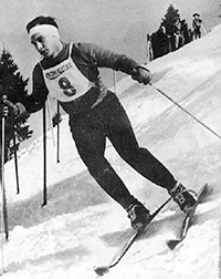 The Aga Khan skiing in the 1964 Olympics in Innsbruck, Austria.