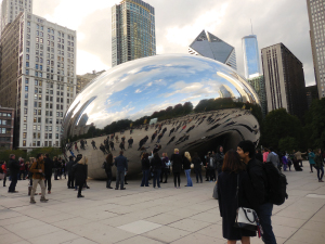 Cloud Gate, also known as The Bean, is the centerpiece of AT&T Plaza in Chicago. 