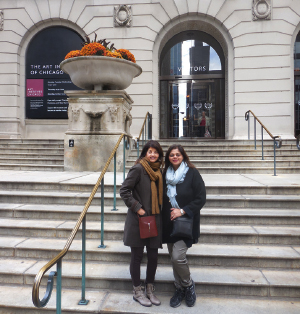 Sheri Hammonds and Zeenat Mitha visiting The Art Institute of Chicago.