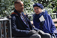 Will Smith as Howard and Helen Mirren as Brigitte in Collateral Beauty.