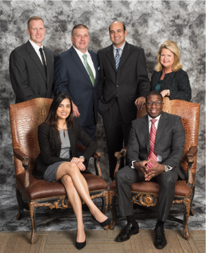 Ben Swan, treasurer; Mike Dobert, past-chair; Rehan Alimohammad, legal counsel; Keri Schmidt, president and chief executive officer; Malisha Patel, chair-elect and Sterling Carter, chairman. 